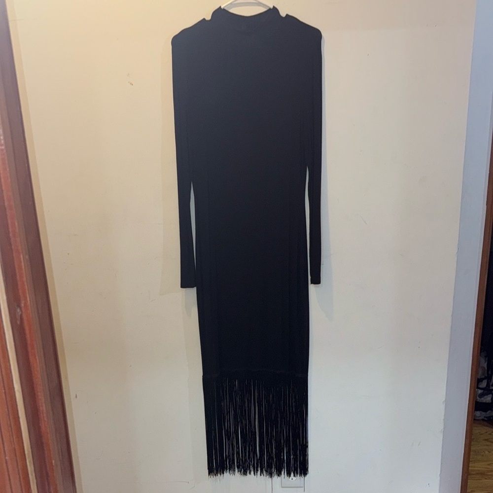 Elegant Black Fringe Dress